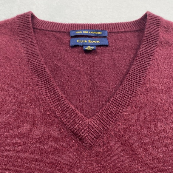 Club Room Fine Cashmere Knit V Neck Pullover Sweater Vest (Burgundy) - Picture 7 of 16